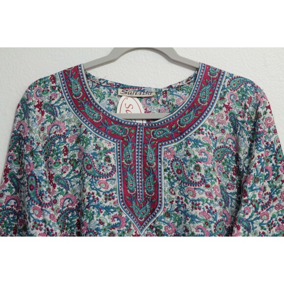 Sahiba Women's Tunic/Top/Blouse Long Sleeve Round Neck Flowy Size Med/Large - Picture 2 of 9